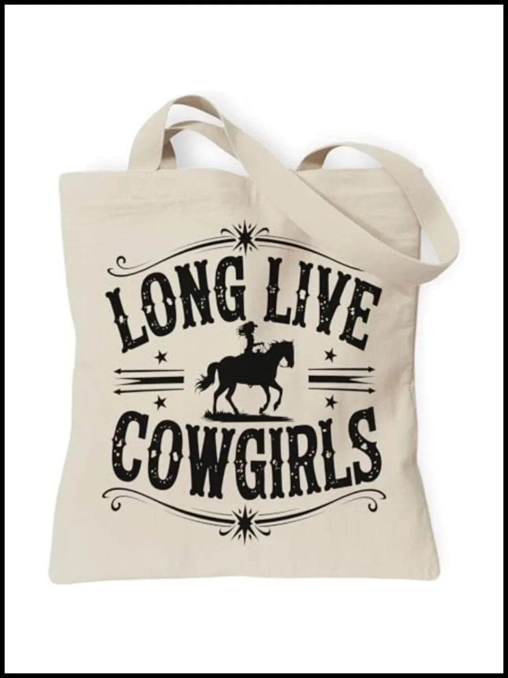 Canvas Cowgirl Tote Bag with Inner Pocket - Western Gift for Women